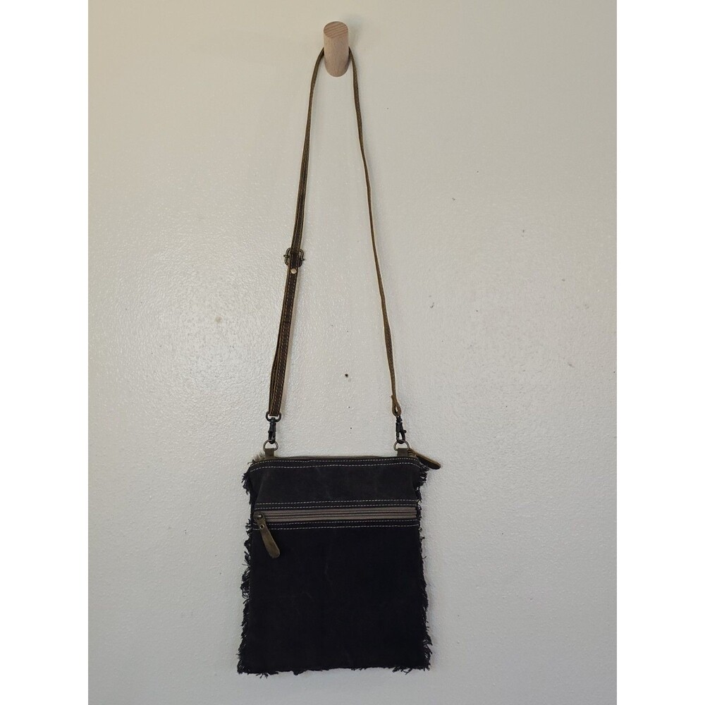 Myra Bag Crisscross Fantasy Crossbody Hair On Hide Leather Canvas Southwestern - Picture 6 of 11